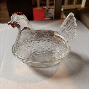 Vintage Indiana Clear Glass Hen On Nest